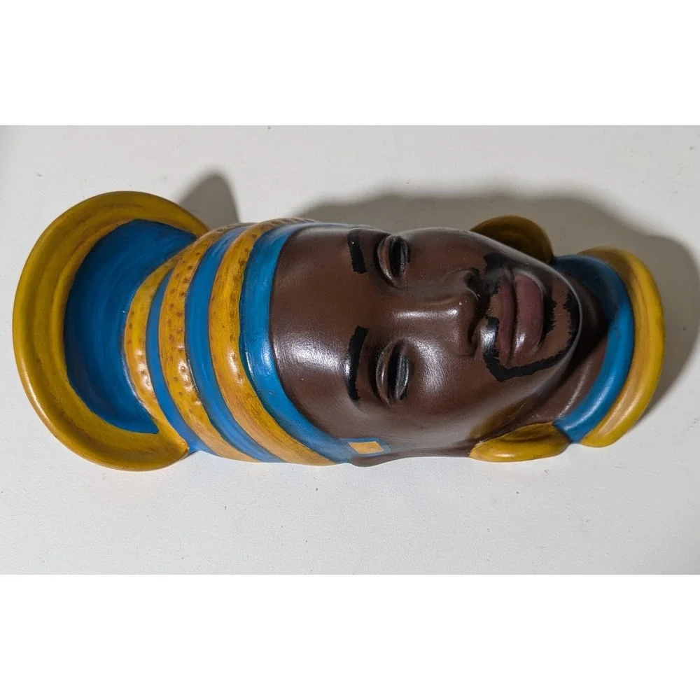 Mid-Century Modern African Bust Statuettes, Plaster Wall Hangings Atlantic Molds